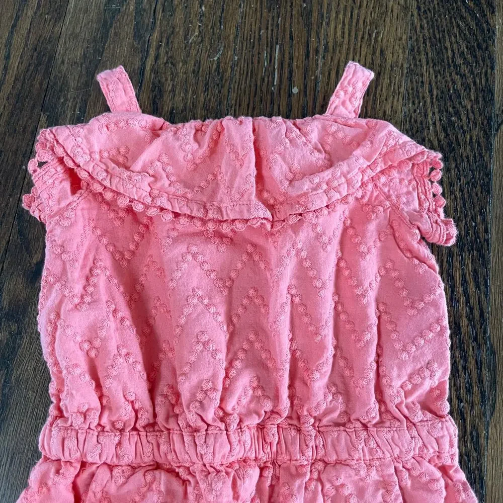 Cynthia Rowley Pink Peach Baby Girls Romper Pom Pom Fringe Size 12M Months